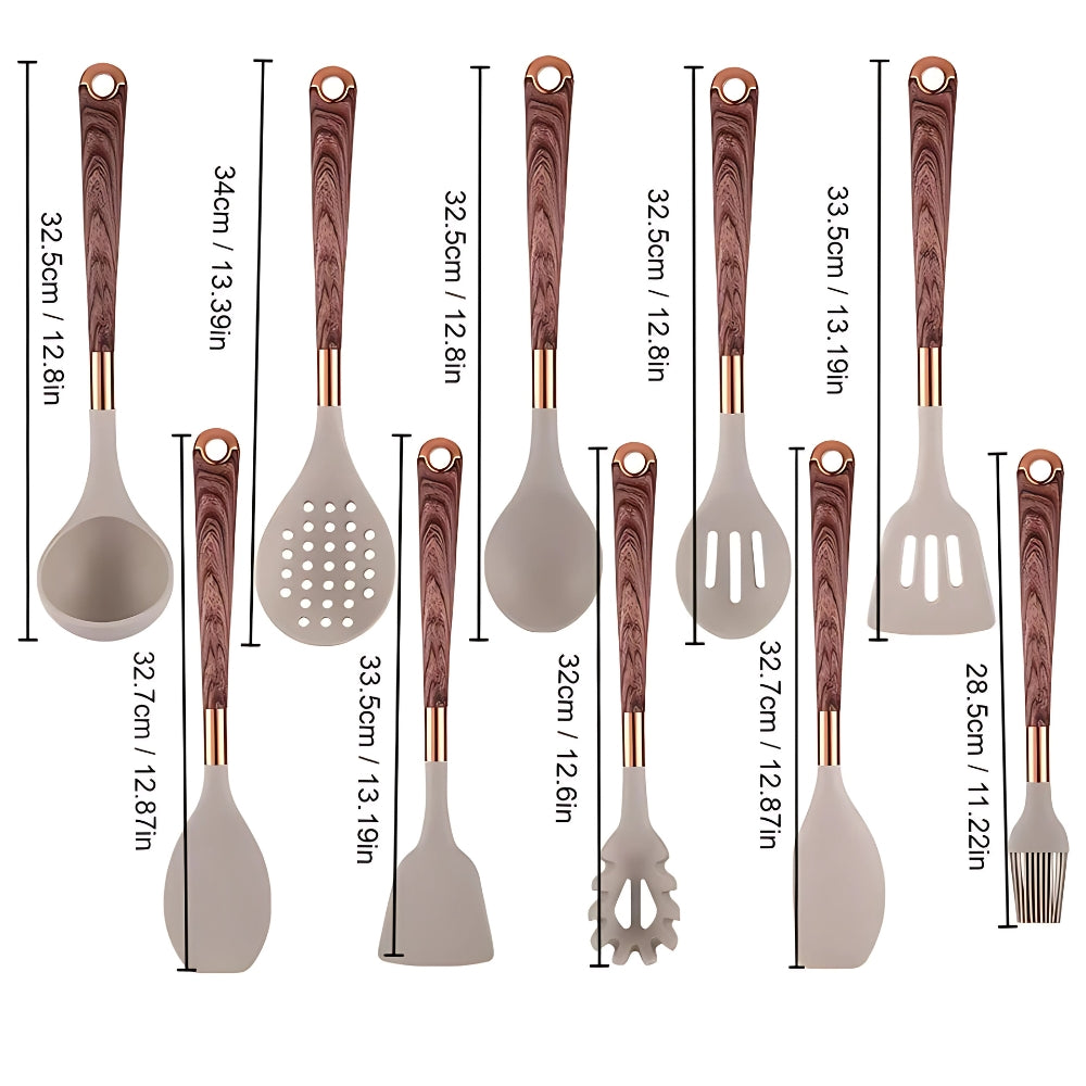 Premium Küchenhelfer Set | Küchenutensilien Set aus Silikon | Kochbesteck 10 Stück | Culinora