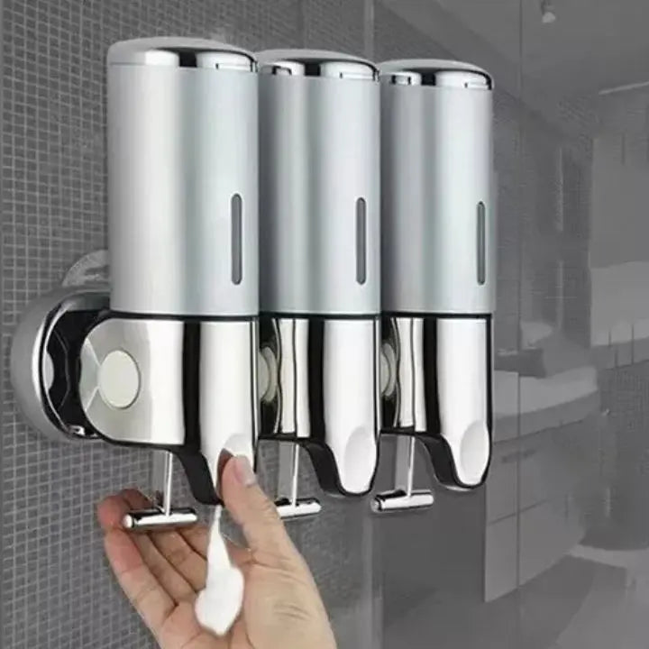 Seifenspender Wandmontage | Spülmittelspender Set | Schwarz, Silber & Transparent | SeifenFlow