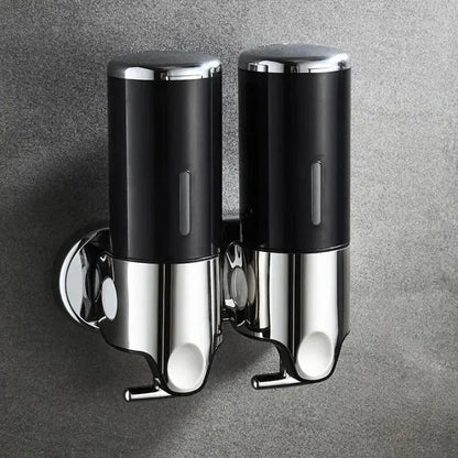 Seifenspender Wandmontage | Spülmittelspender Set | Schwarz, Silber & Transparent | SeifenFlow