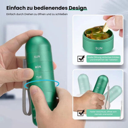 Aluminium Aufbewahrungsbox mit 7 Fächern | Reisebox für Tabletten & Vitamine | AluBox