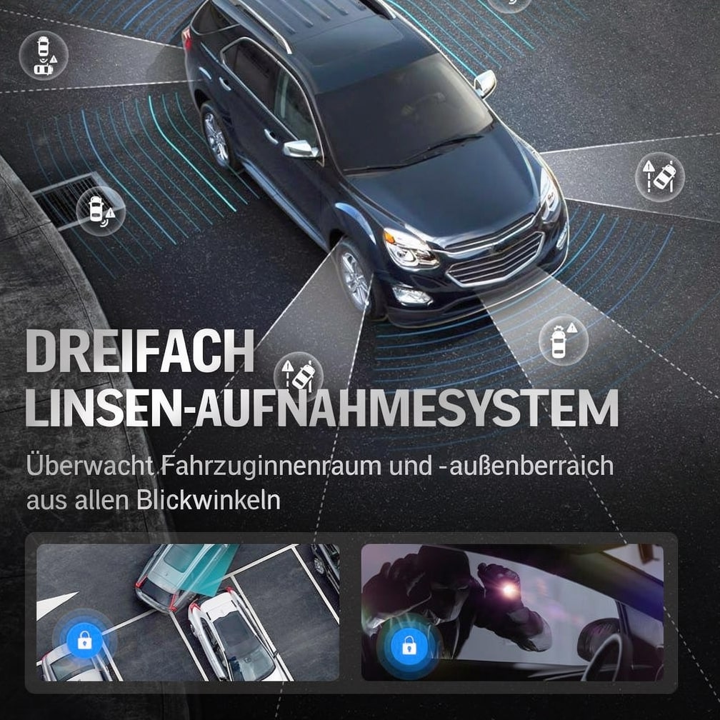 Dashcam für Auto vorne und hinten | Rückfahrkamera zum Nachrüsten | Auto Kamera | FahrCam