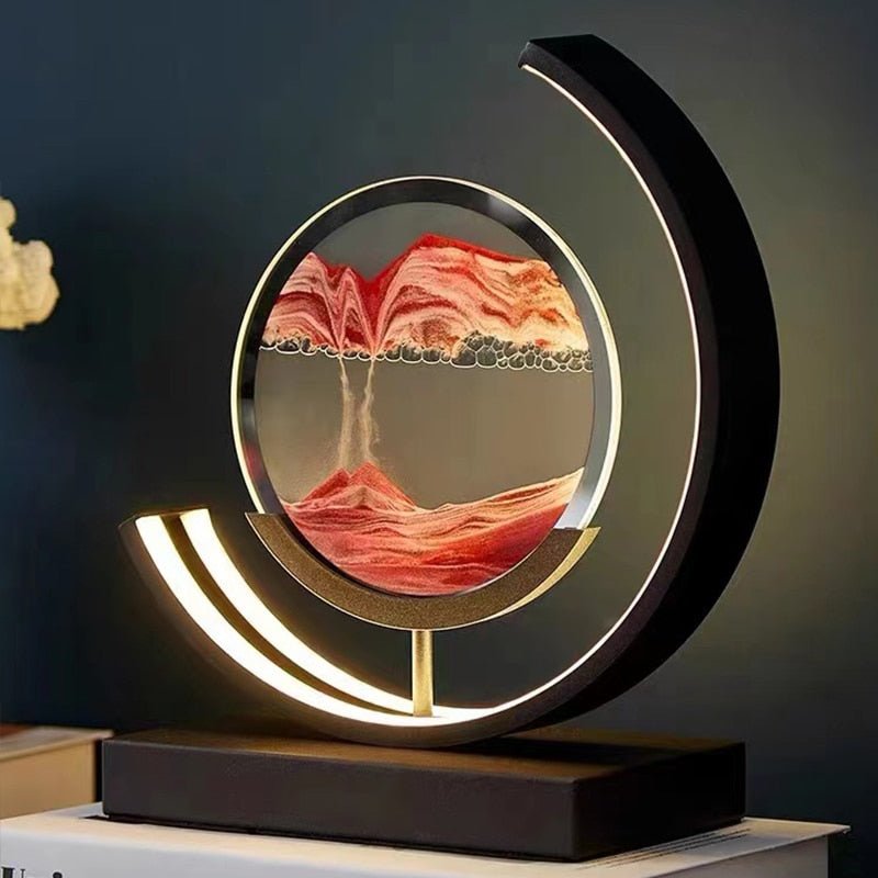 Deko LED Tischlampe | Moderne Designer Lampe | Sandbild zum Drehen | SandScape