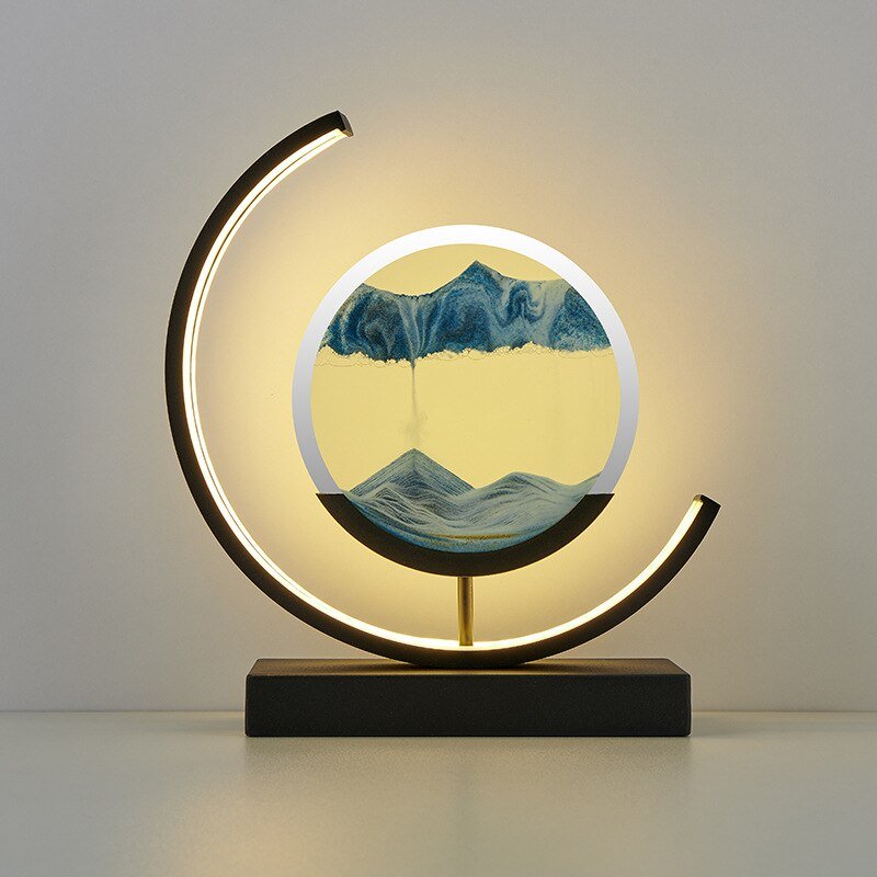 Deko LED Tischlampe | Moderne Designer Lampe | Sandbild zum Drehen | SandScape