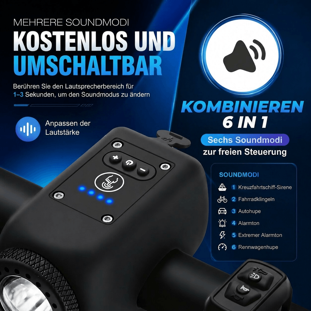 Fahrradhupe mit Licht | Hornlicht