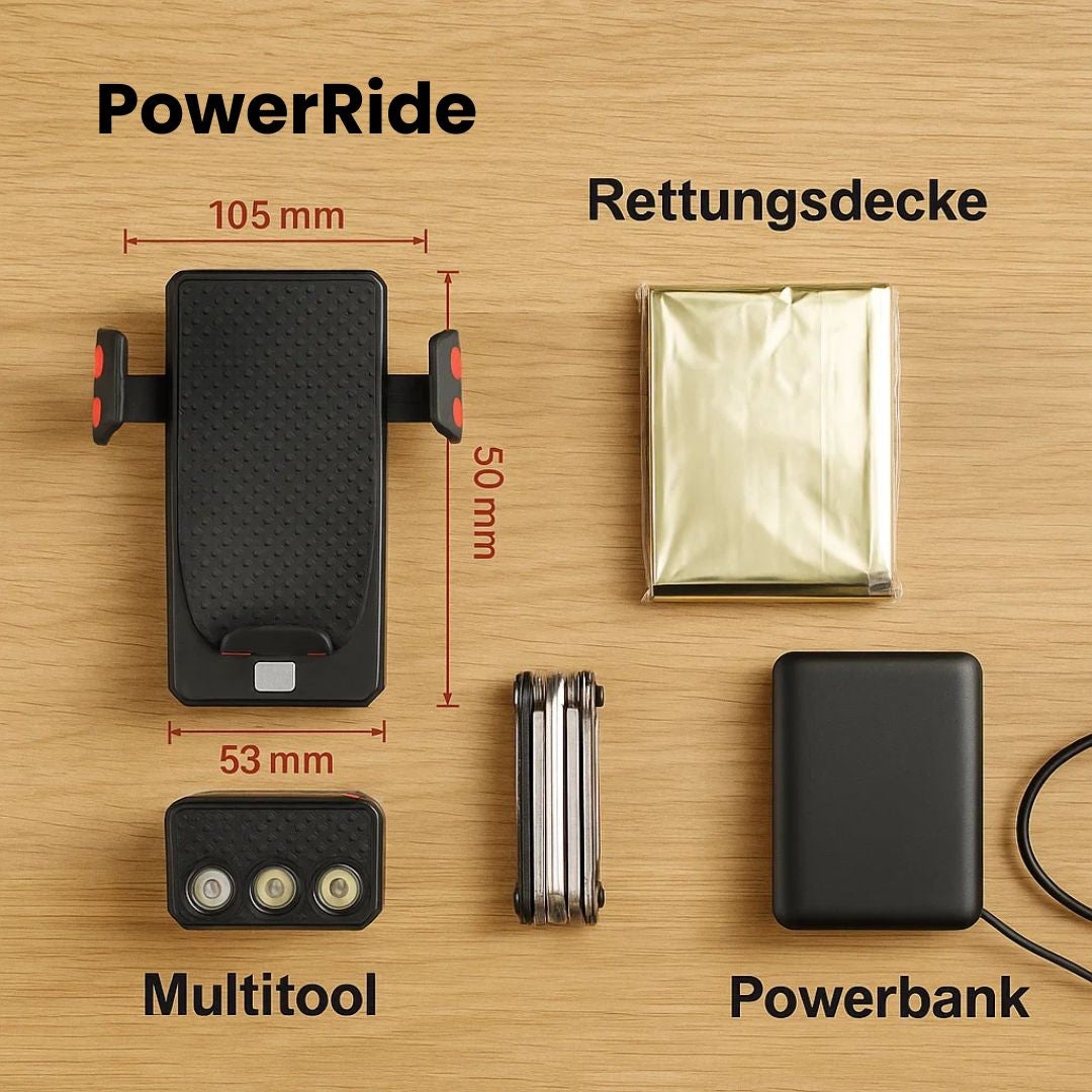 Fahrradlicht mit Handyhalterung & Powerbank | Fahrradbeleuchtung vorne | PowerRide