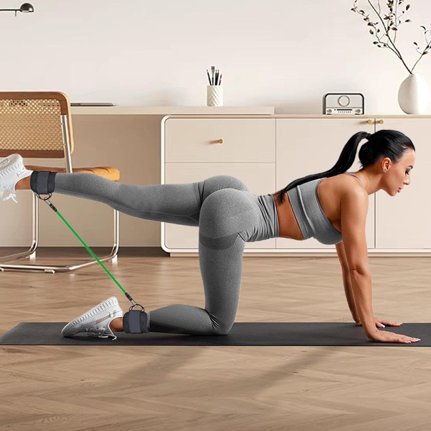 Fitnessbänder mit Knöchelmanschetten für Beintraining zuhause | Widerstandsbänder | BeinKraft