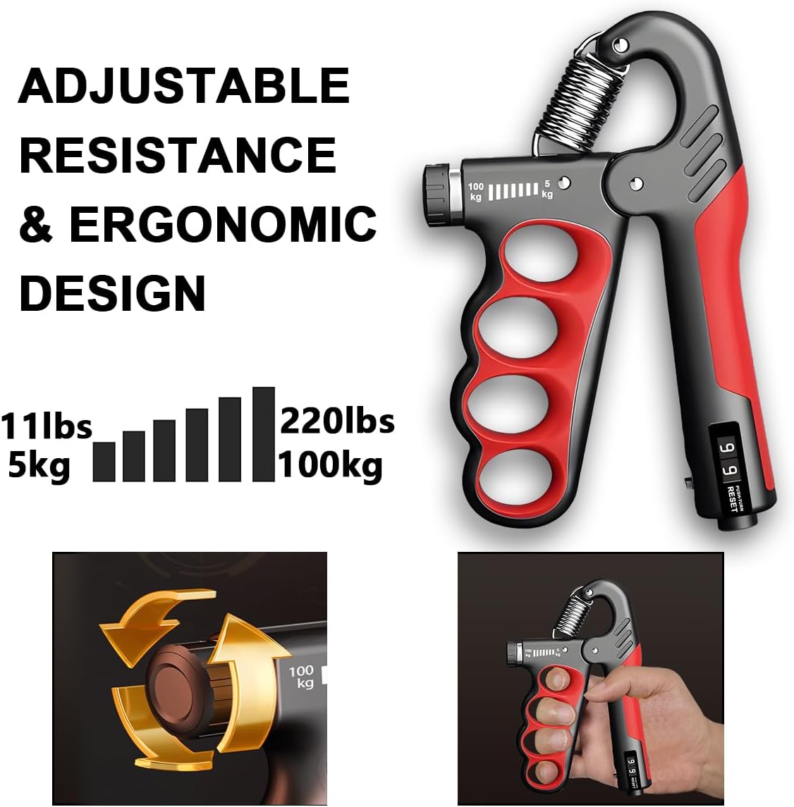 Unterarm Trainer | Handtrainer | Griffkraft Trainer bis 100 kg | StahlGrip