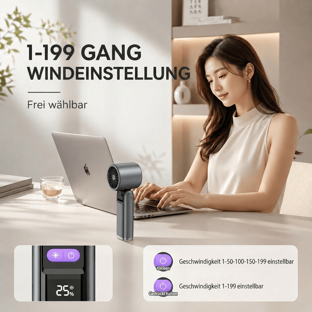 Handventilator mit Taschenlampe | Kühlgold