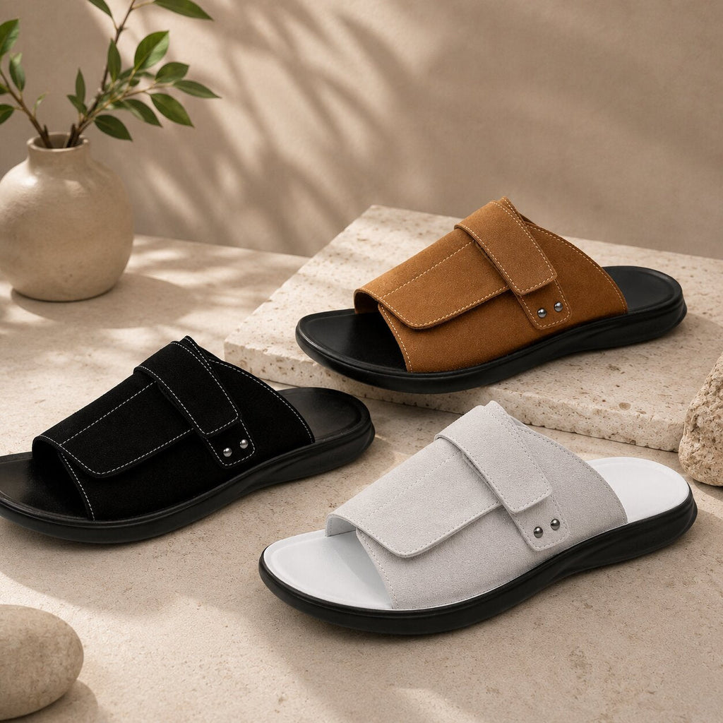 Noah Herren Pantoletten Leder Slides Verstellbar Bequem