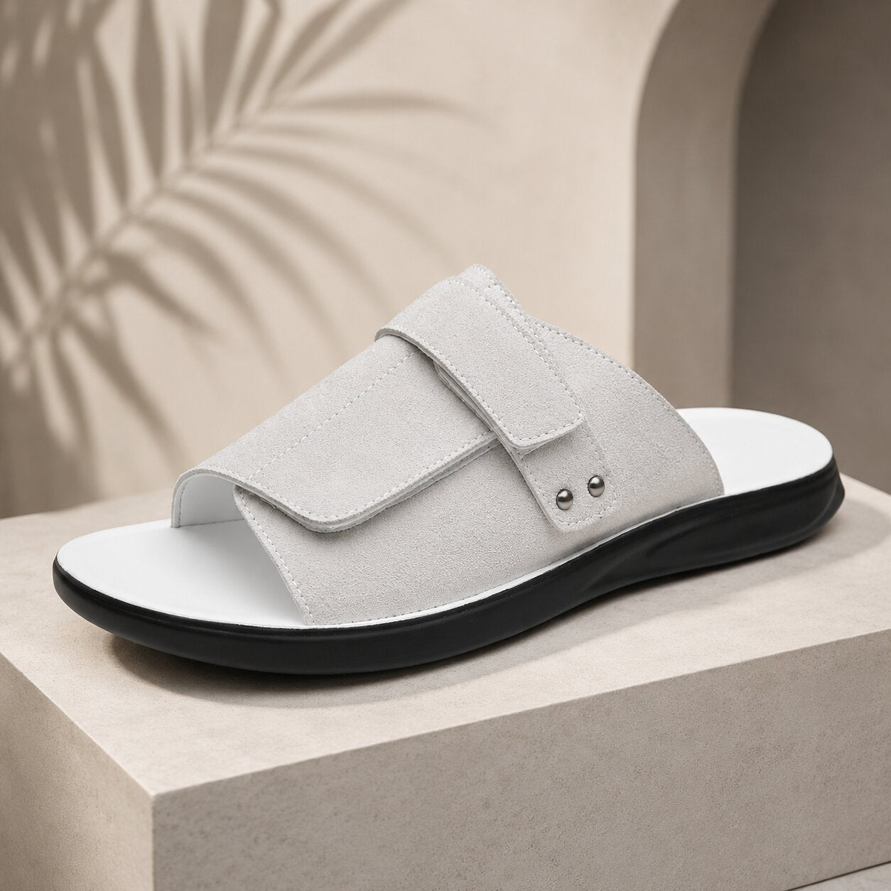 Noah Herren Pantoletten Leder Slides Verstellbar Bequem