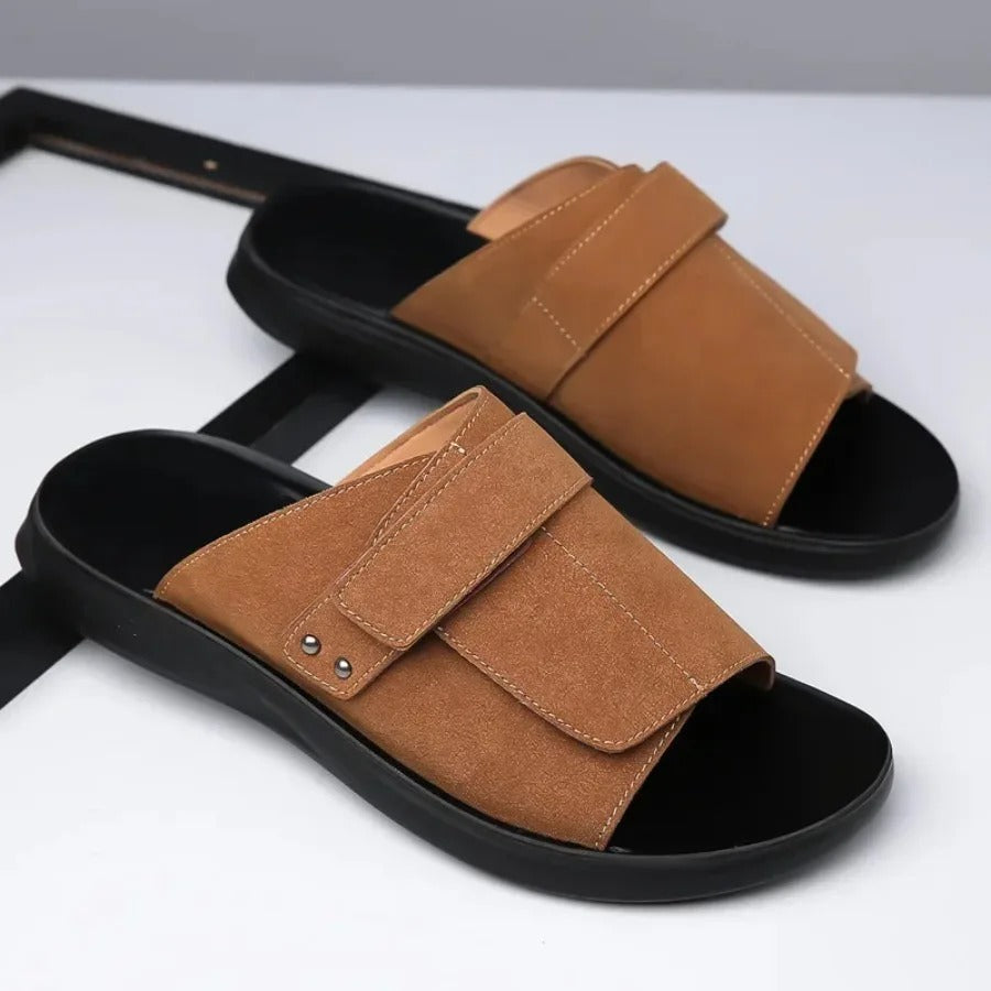 Noah Herren Pantoletten Leder Slides Verstellbar Bequem