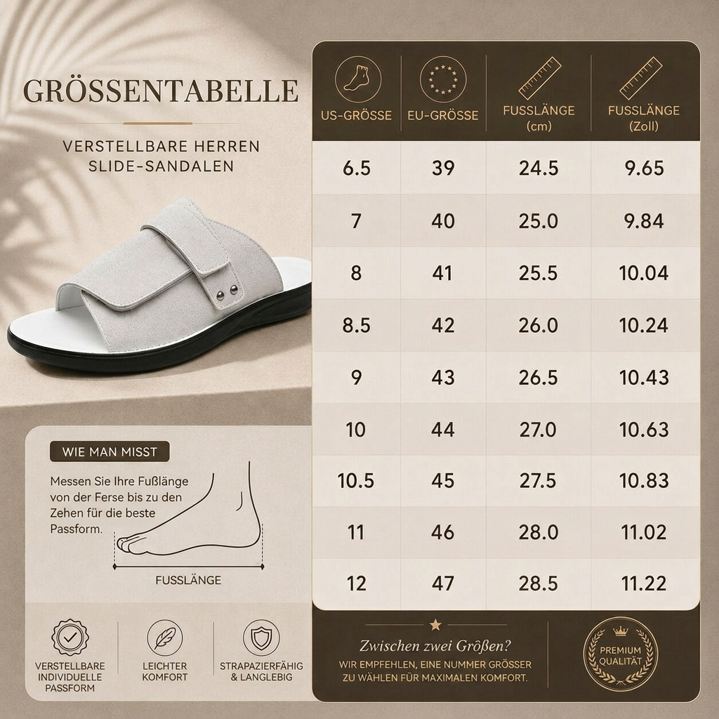Noah Herren Pantoletten Leder Slides Verstellbar Bequem