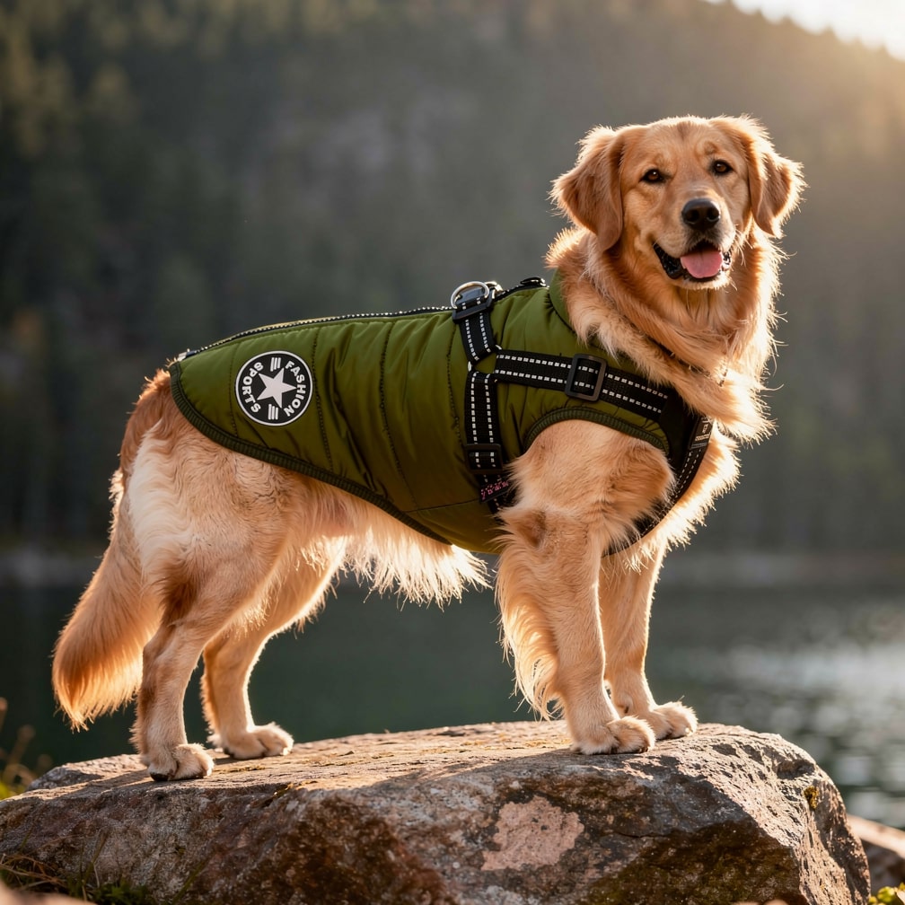 Hundemantel für Winter | Wintermantel für Hunde | Hundejacke mit Geschirr | FellMantel
