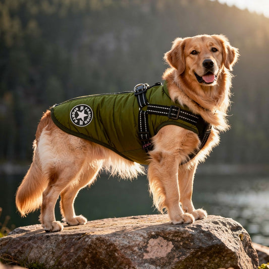 Hundemantel für Winter | Wintermantel für Hunde | Hundejacke mit Geschirr | FellMantel