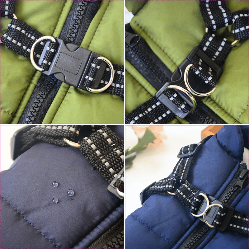 Hundemantel für Winter | Wintermantel für Hunde | Hundejacke mit Geschirr | FellMantel
