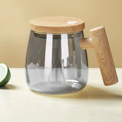 Kaffeetasse automatisch | Selbstrührende Teetasse mit Griff aus Holz | RuhrTasse