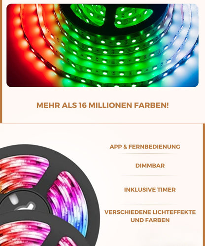 LED Streifen 15 Meter | LED Strip mit App & Fernbedienung | LED Beleuchtung | StreifLux