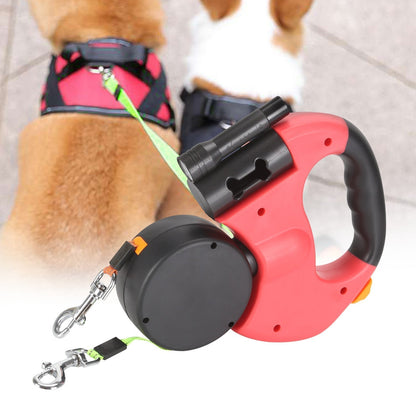 Hunde Doppelleine mit Kotbeutelhalter & LED Licht | LeinenMeister