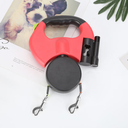 Hunde Doppelleine mit Kotbeutelhalter & LED Licht | LeinenMeister