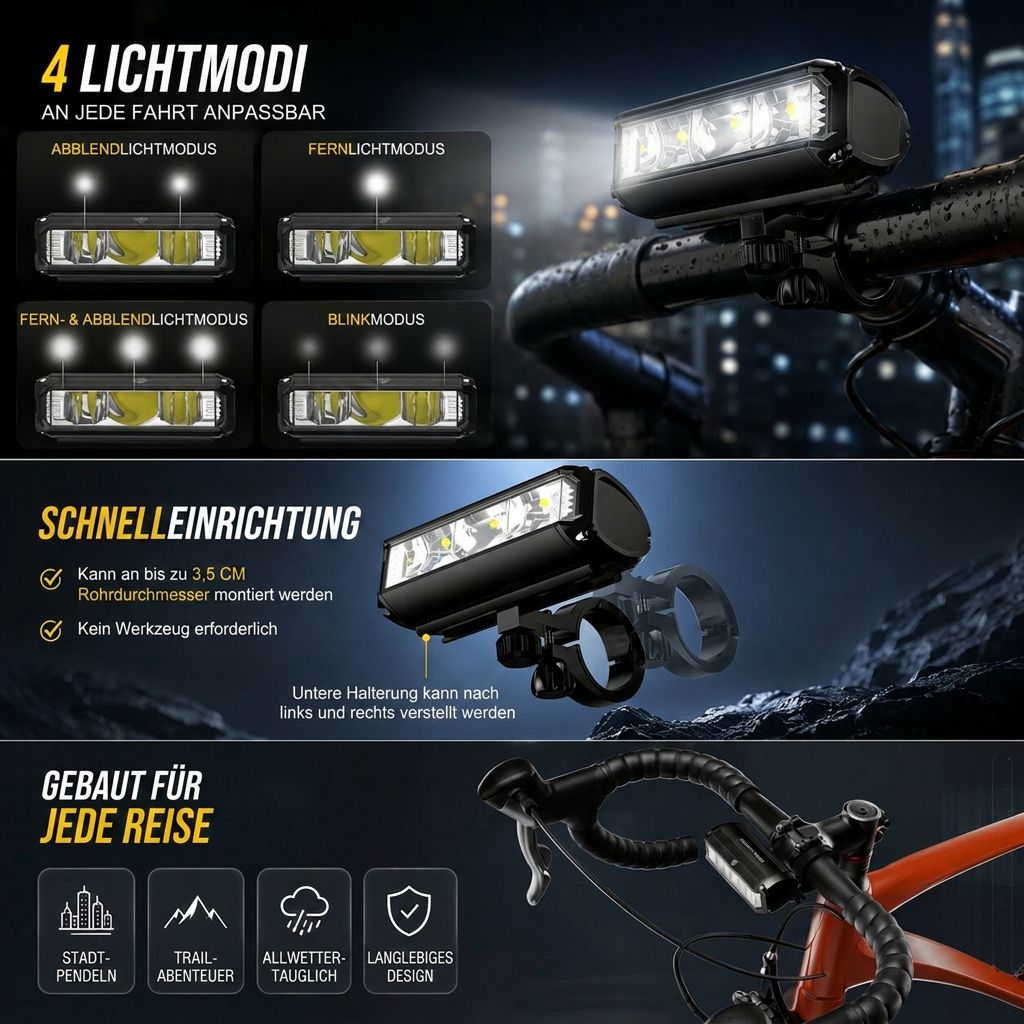 Lumenkrone Fahrradlampe 900 Lumen | Lumenkrone