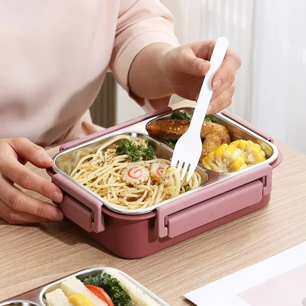 Lunchdose | Thermobehälter für Essen | Brotdose mit Fächern aus Edelstahl | Wärmebehälter | Esskraft