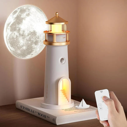 Mondlicht Projektor Lampe | Leuchtturm Nachtlicht mit Bluetooth Lautsprecher | Lunavara