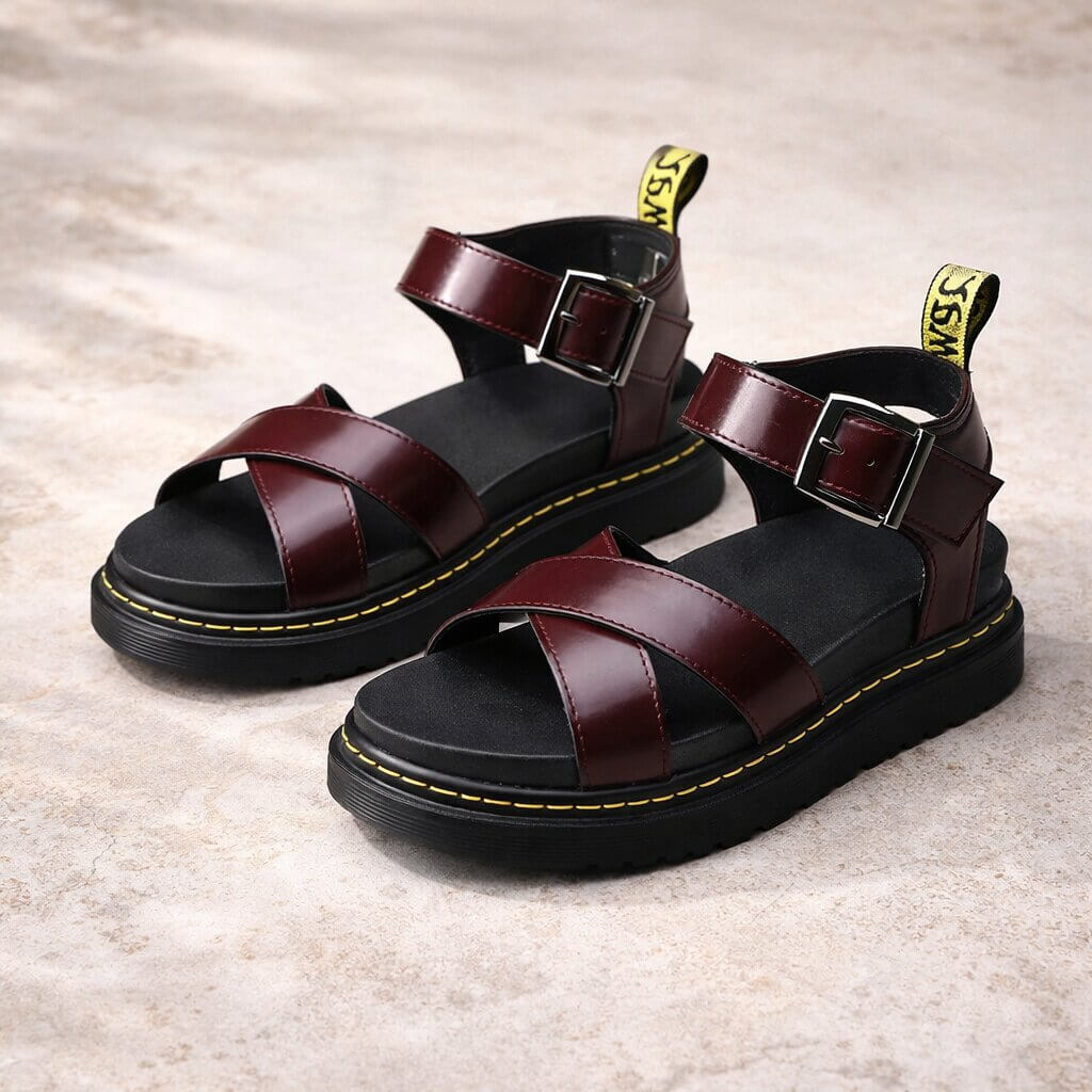Ravellea Orthopädische Ledersandalen Damen Plateau Bequem