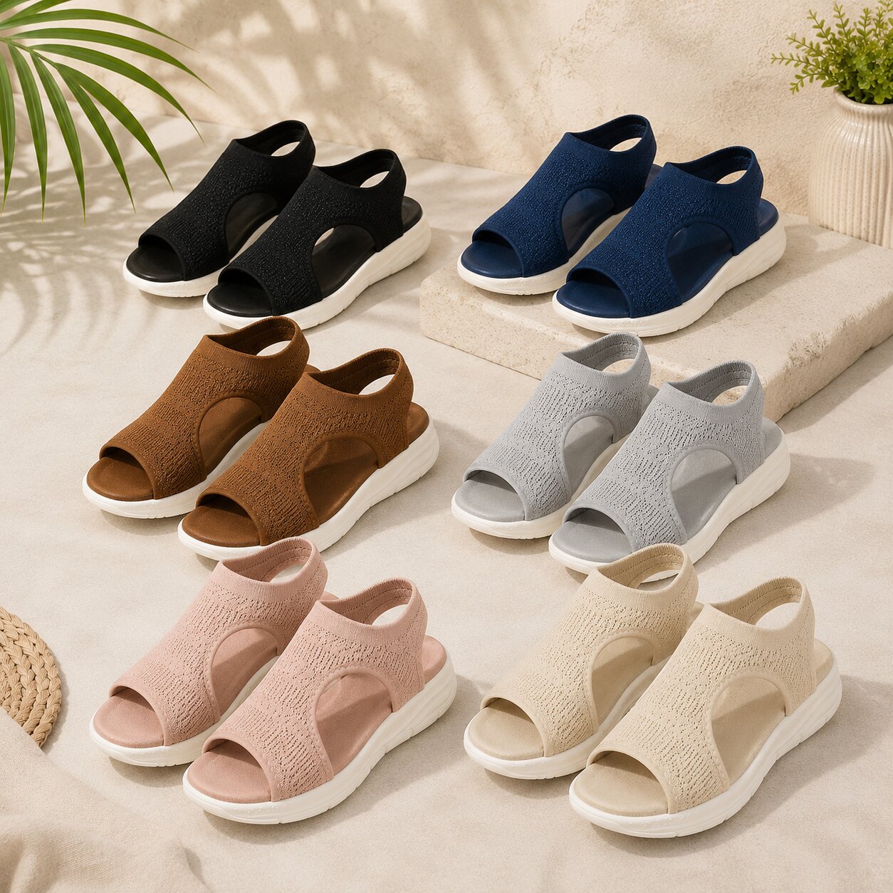 Sophia Orthopädische Sandalen Damen Strick Luftig