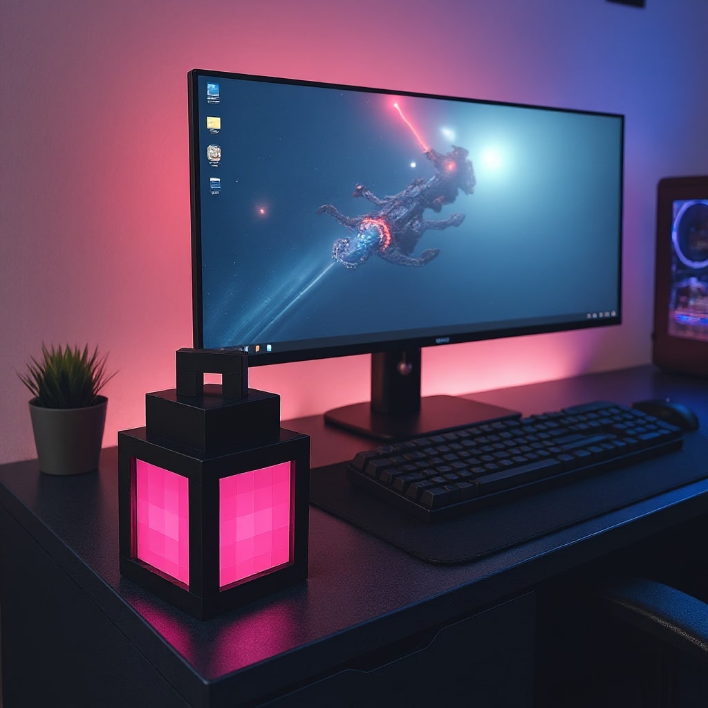 Minecraft Lampe | Kabellose Tischlampe | Nachttischlampe | Wandleuchte innen | PixelLicht