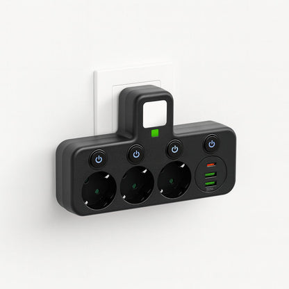 Steckdosenleiste mit 3 Steckdose | Mehrfachsteckdose mit USB & Schalter | PowerGrid