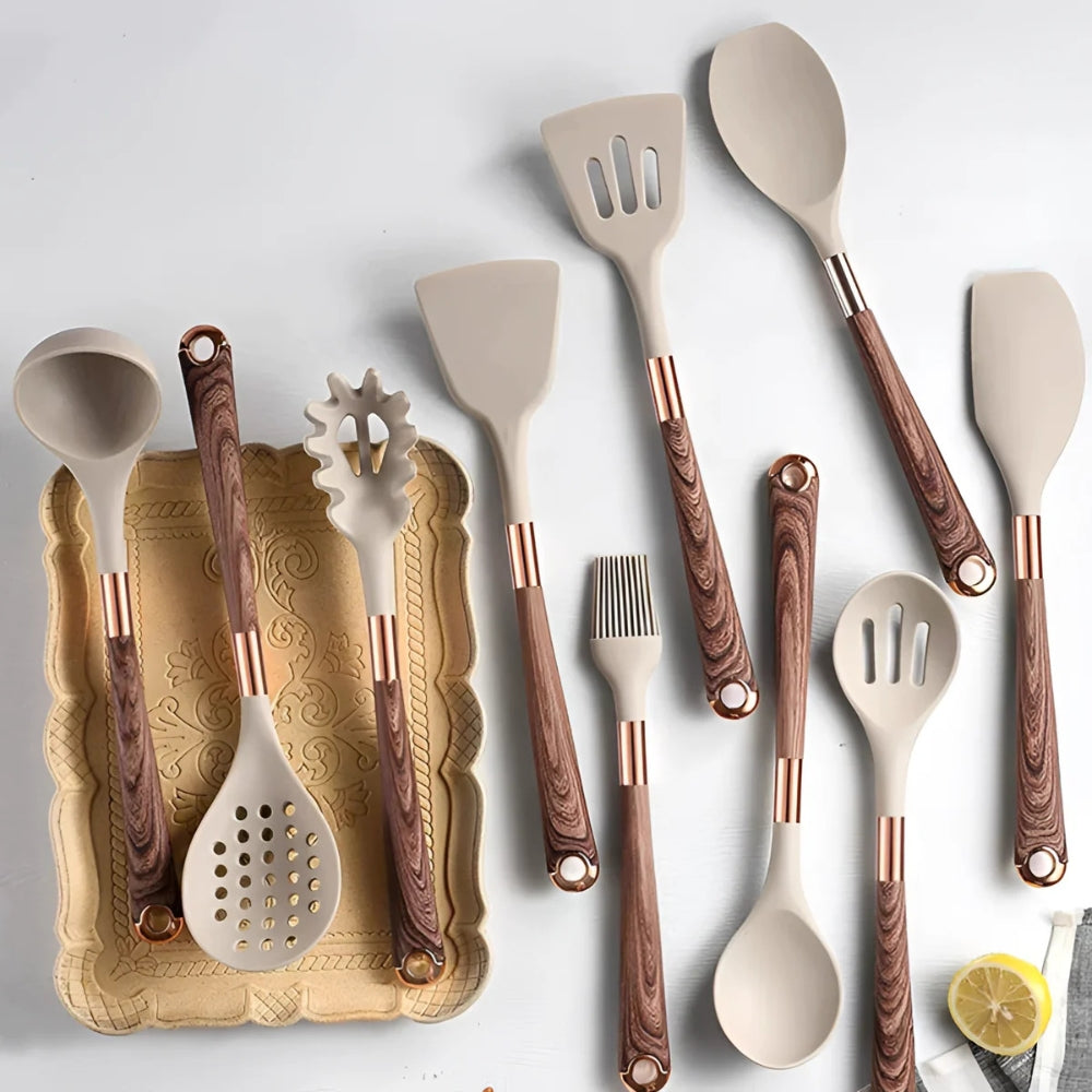 Premium Küchenhelfer Set | Küchenutensilien Set aus Silikon | Kochbesteck 10 Stück | Culinora