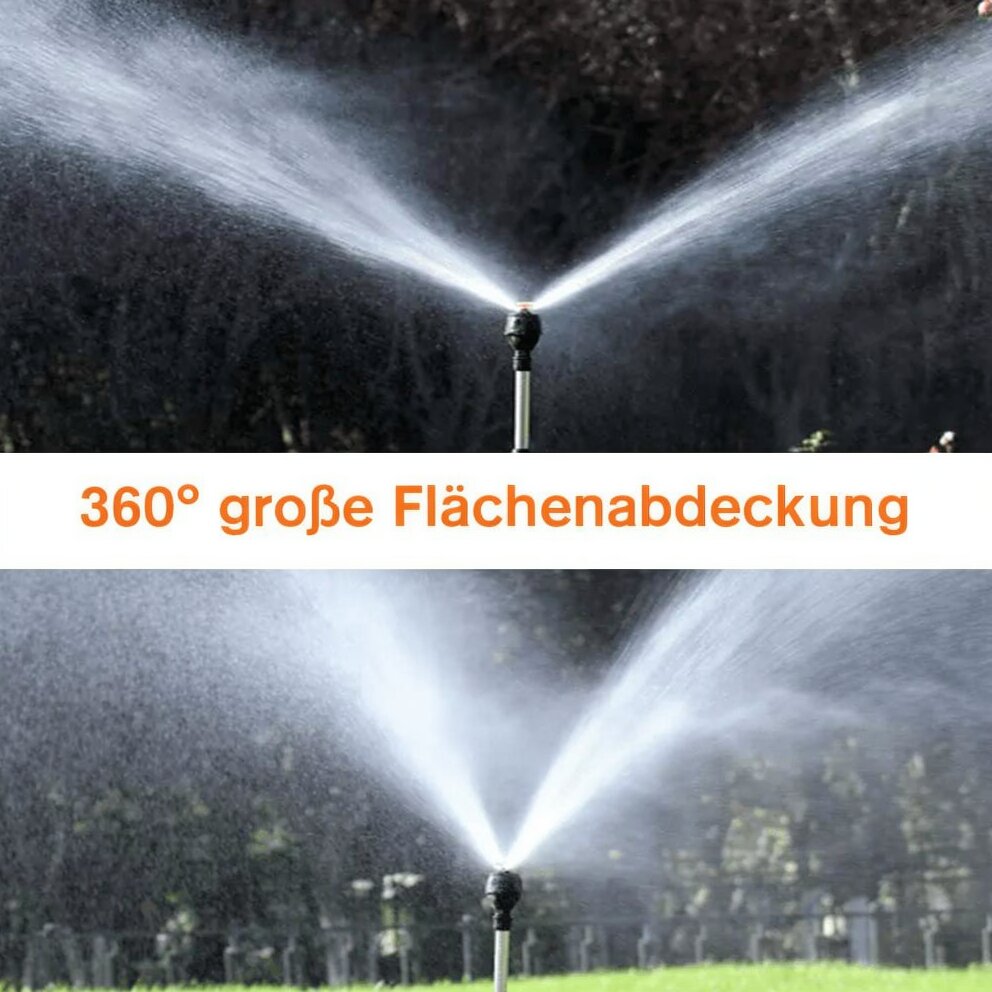 Rasensprenger mit Stativ | 360° Sprinkler | Gartenspritze | AquaVento
