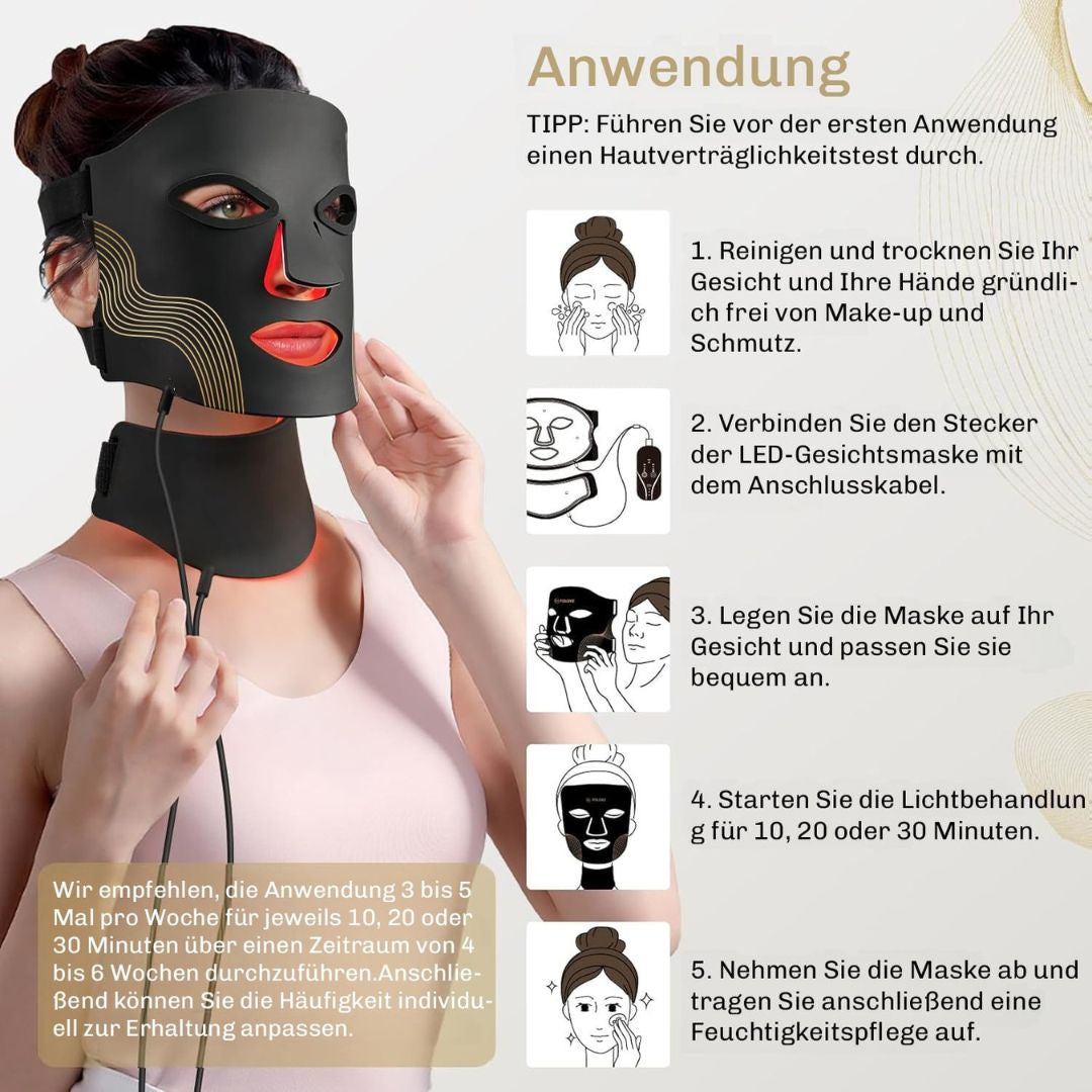 Rotlichtmaske | LED Gesichtsmaske | Haut Lichttherapie | HautGlow