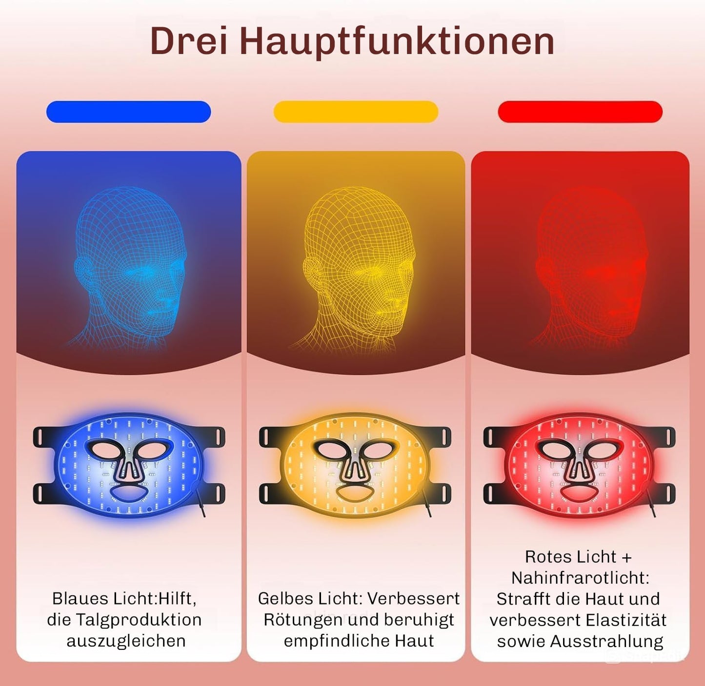 Rotlichtmaske | LED Gesichtsmaske | Haut Lichttherapie | HautGlow