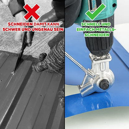 Metallschneider Werkzeug | Aufsatz für Bohrmaschine zum präzisen Blechschneiden | SchneidPro