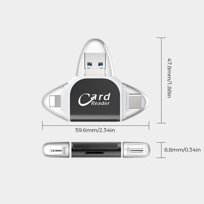 SD Kartenleser mit USB A, USB C, Micro USB & Lightning | Kartenlesegerät für iPhone, Android & Laptop | SD Kartenadapter | FlexiLink