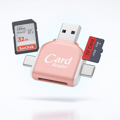 SD Kartenleser mit USB A, USB C, Micro USB & Lightning | Kartenlesegerät für iPhone, Android & Laptop | SD Kartenadapter | FlexiLink