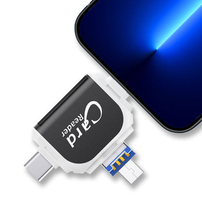 SD Kartenleser mit USB A, USB C, Micro USB & Lightning | Kartenlesegerät für iPhone, Android & Laptop | SD Kartenadapter | FlexiLink