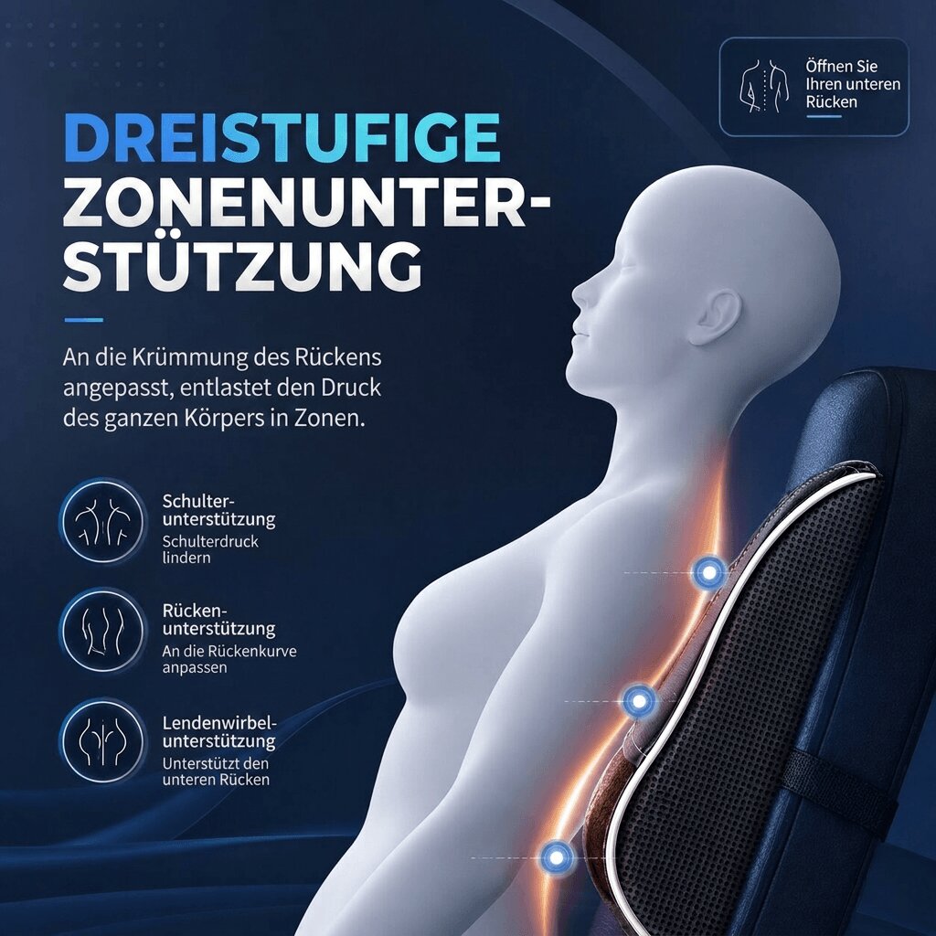 NackenElys Shiatsu Massagekissen mit Wärmefunktion – Nacken | Schulter & Rücken Massagegerät | Schwarz
