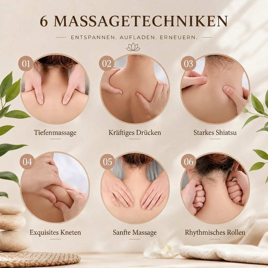 NackenElys Shiatsu Massagekissen mit Wärmefunktion – Nacken | Schulter & Rücken Massagegerät | Schwarz