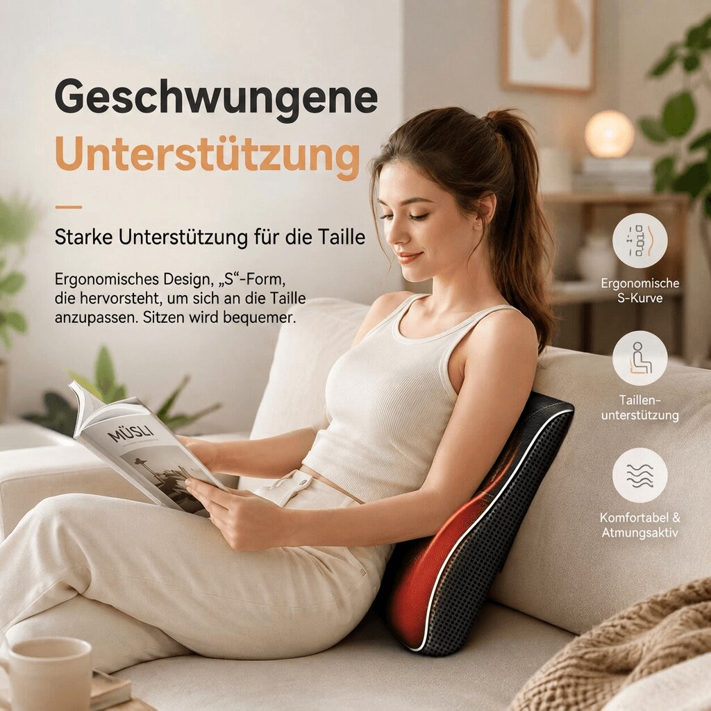 NackenElys Shiatsu Massagekissen mit Wärmefunktion – Nacken | Schulter & Rücken Massagegerät | Schwarz
