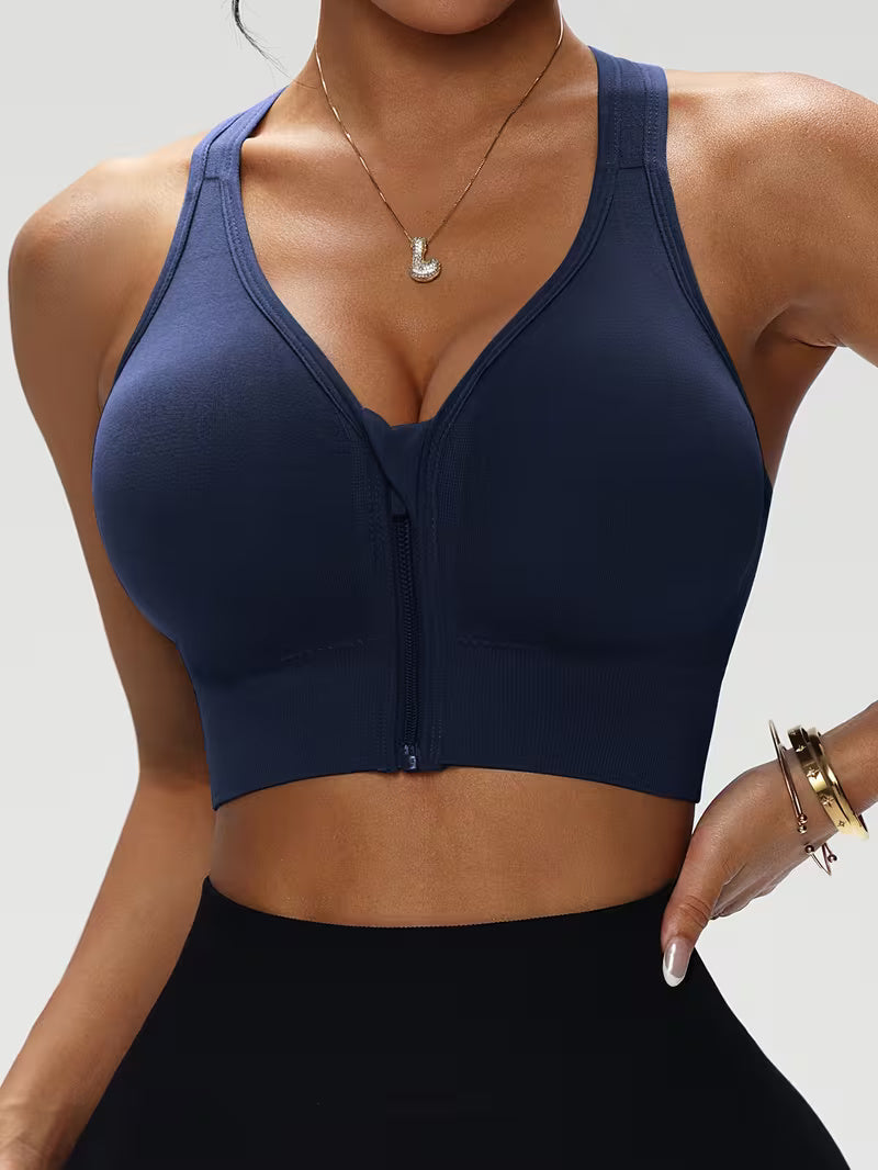 Sport BH mit Reißverschluss ohne Bügel für Damen | Push up BH | Zentiva