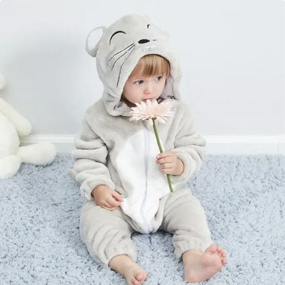 Strampler für Babys | Baby Fleece Overall | Tier Onesie | Wolklin
