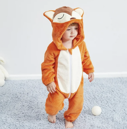 Strampler für Babys | Baby Fleece Overall | Tier Onesie | Wolklin