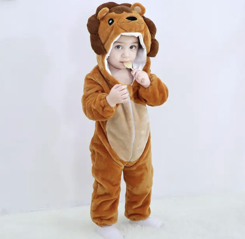 Strampler für Babys | Baby Fleece Overall | Tier Onesie | Wolklin