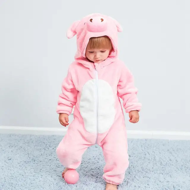 Strampler für Babys | Baby Fleece Overall | Tier Onesie | Wolklin