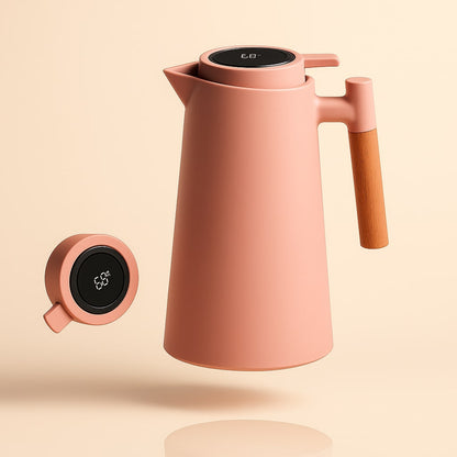 Thermoskanne mit Temperaturanzeige | Isolierkanne 1 Liter für Kaffee & Tee | Heatina