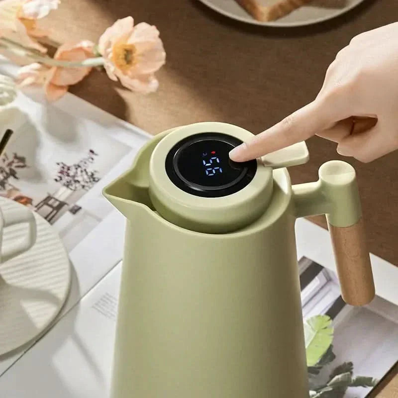 Thermoskanne mit Temperaturanzeige | Isolierkanne 1 Liter für Kaffee & Tee | Heatina