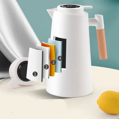Thermoskanne mit Temperaturanzeige | Isolierkanne 1 Liter für Kaffee & Tee | Heatina