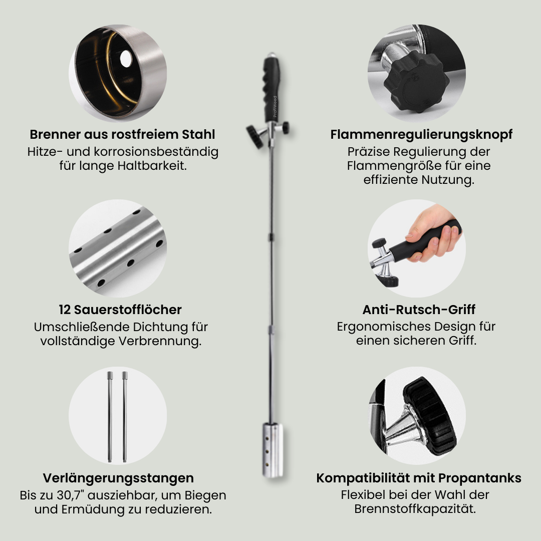Unkrautbrenner | Thermischer Unkrautvernichter | Unkrautentferner ohne Chemie | Flammix